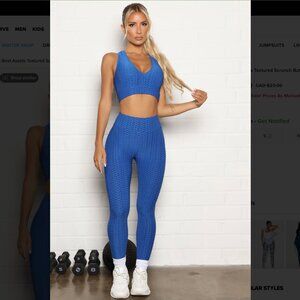 NWOT | Fashion Nova | Textured Scrunch Butt Active Leggings | Small | Blue